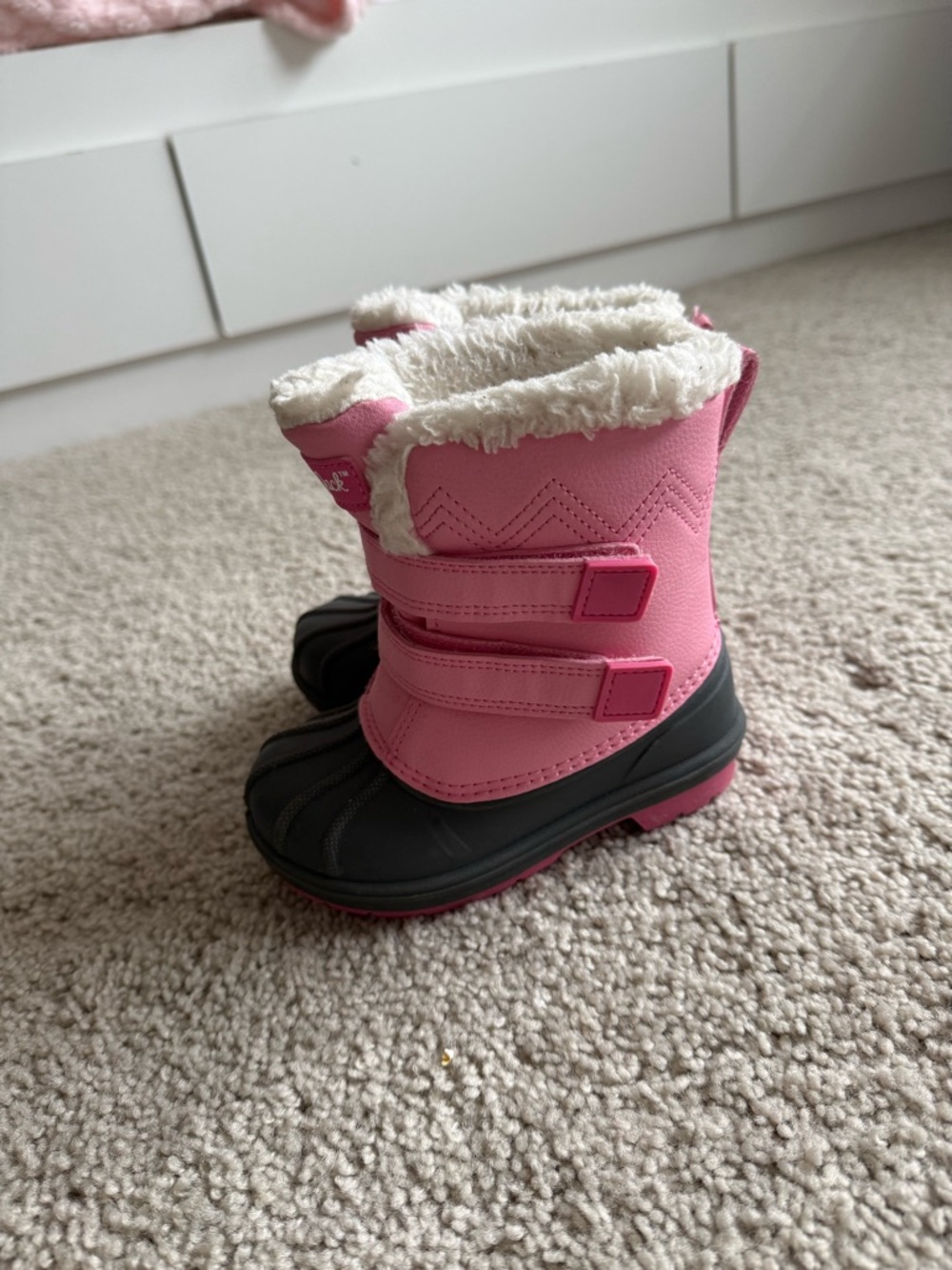 Target Pink and Black Kids Insulated Snow Boots with Faux Fur Trim